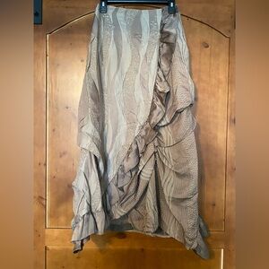Vintage Dominique De Sentino long skirt tiered ruffle artsy metallic brown small